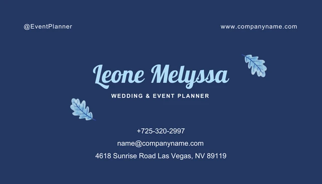 Navy And Baby Blue Modern Aesthetic Wedding And Event Planner Business Card - Page 2