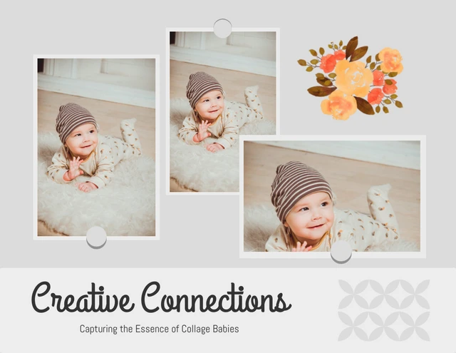 Modèle de collage de bébé de connexions créatives de fleurs simples grises
