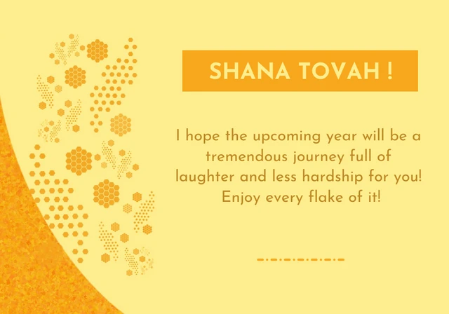 Gelbe und orange einfache Shanah Tovah-Kartenvorlage