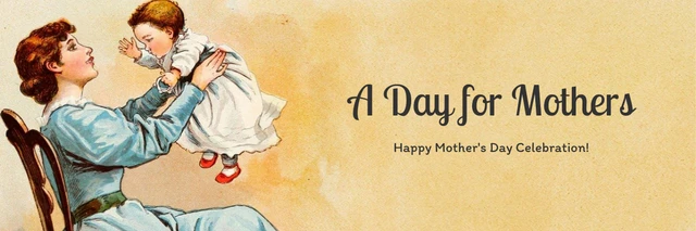 Yellow Classic Retro Happy Mothers Day Banner Template