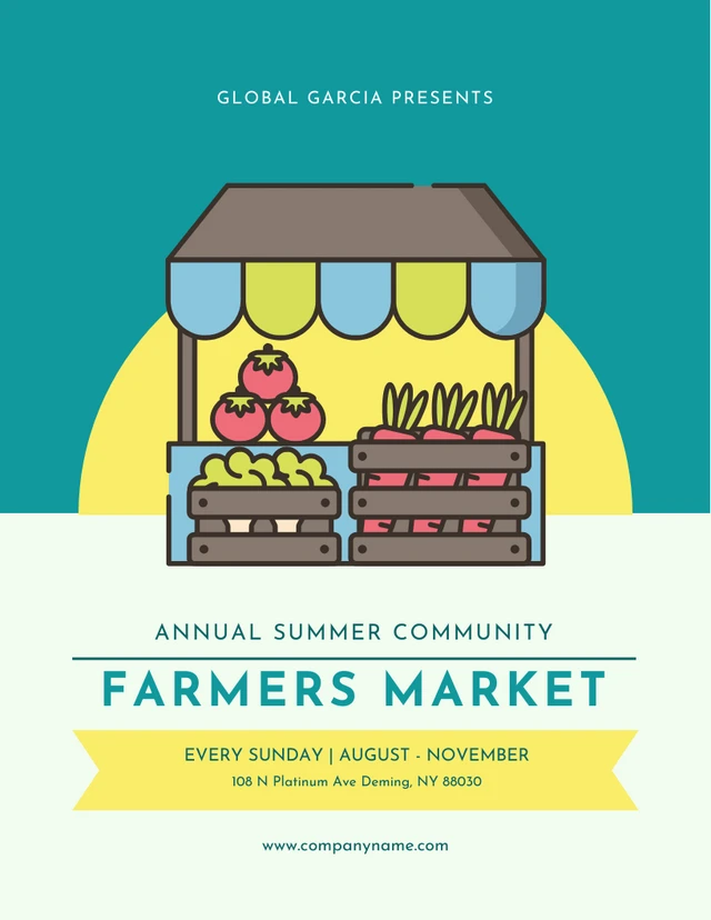 Green And Light Green Simple Illustration Farmers Market Poster Template