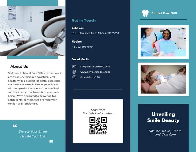 Blue and Teal Minimalist Dental Brochure - Page 1