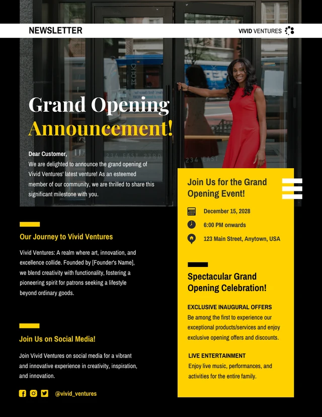 Opening Announcement Newsletter Template