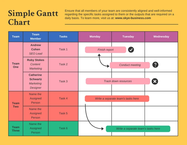 Simple Colorful Gantt Chart Template