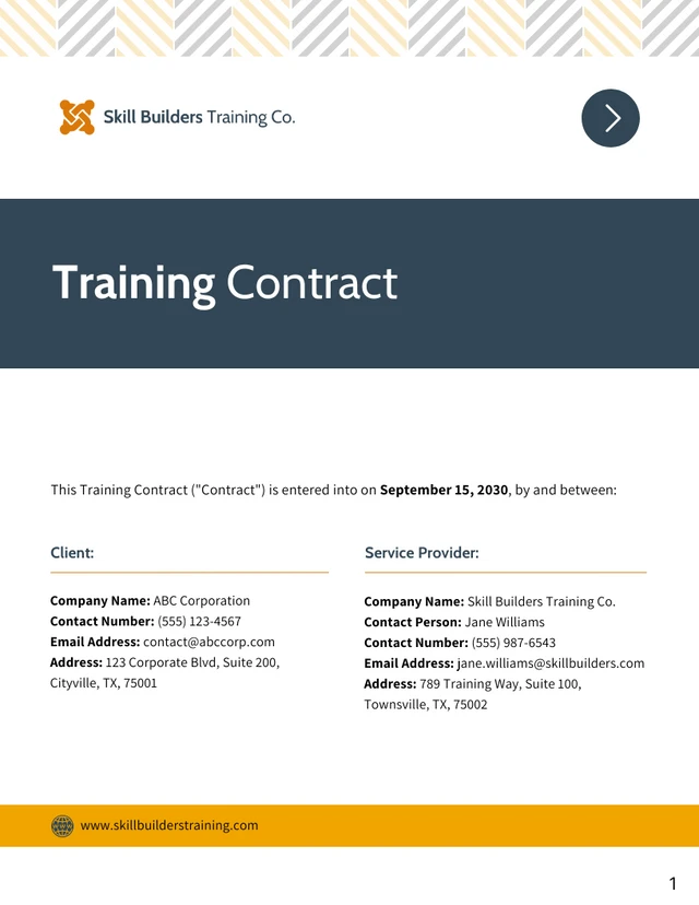 Training Contract Template - page 1