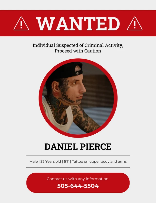 Red And Grey Wanted Poster - Page 1