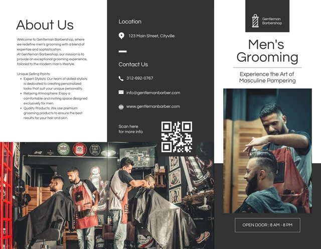 Men's Grooming Salon Brochure - Page 1