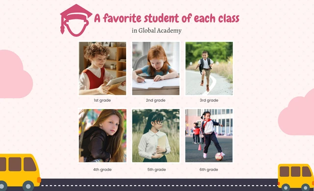 pink a favorite student of each class school collage Template