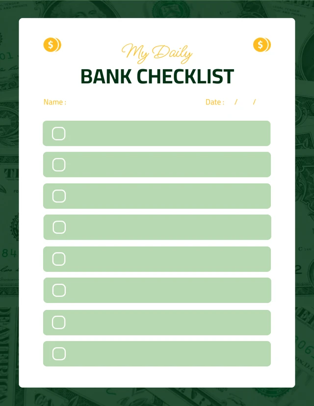 Green Modern Daily Bank Checklist