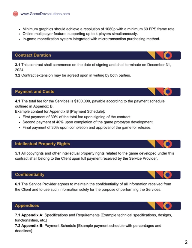 Game Development Contract Template - page 2