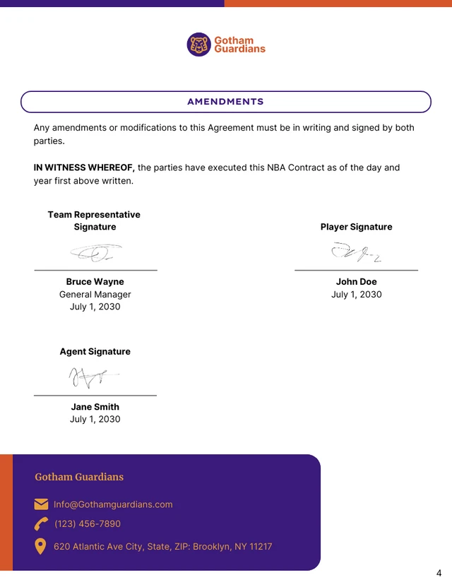 NBA Contract Template - Seite 4