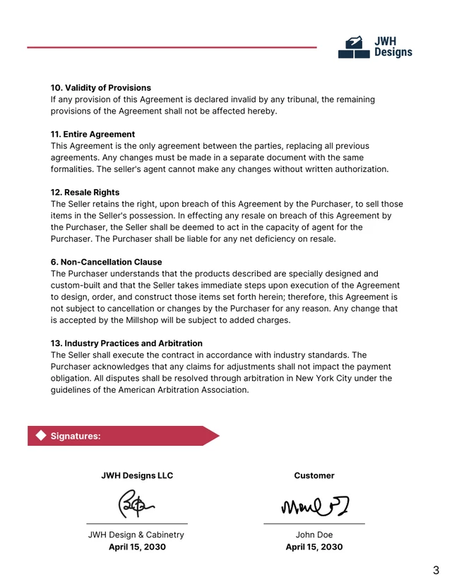 Cabinet Installation Contract Template - Pagina 3