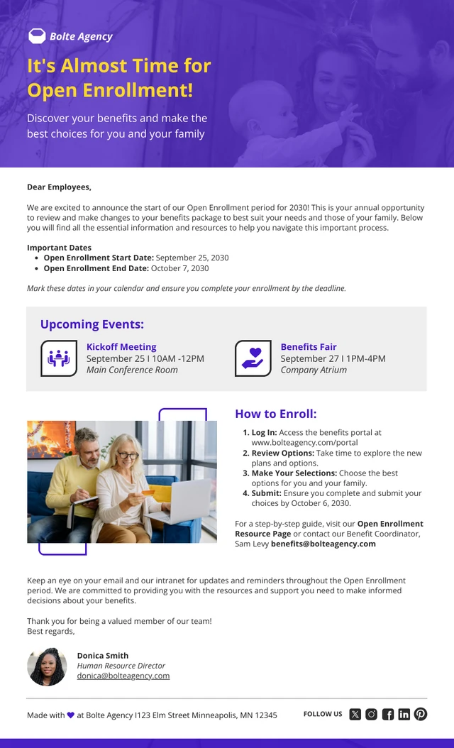 Open Enrollment Company Event Email Newsletter Template