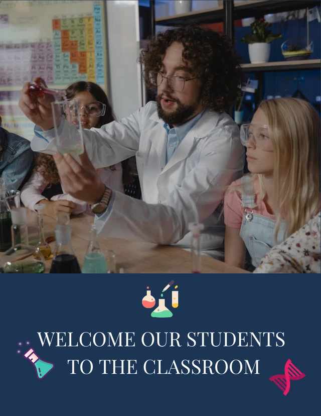 Navy Simple Photo Illustration Classroom Welcome Poster Template