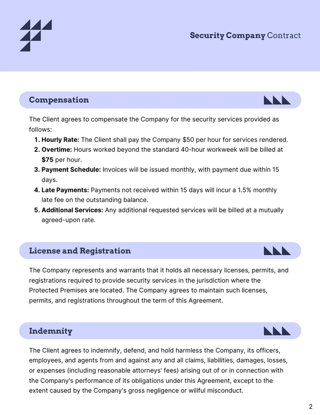 Security Company Contract Template - page 2