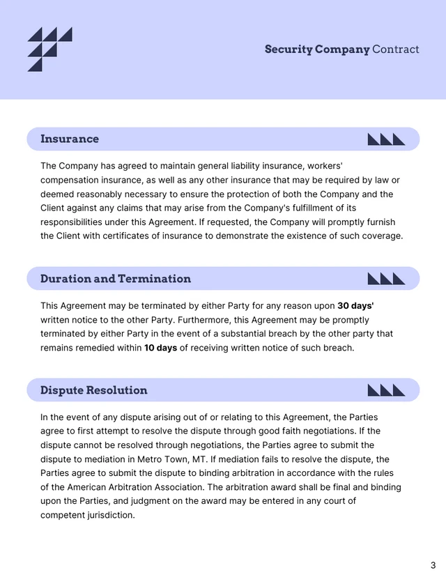 Security Company Contract Template - page 3