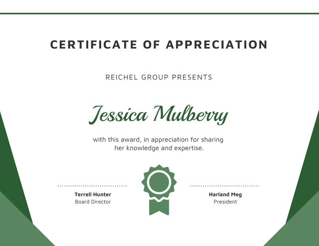 Simple Green Abstract Geometric Appreciation Certificate Template
