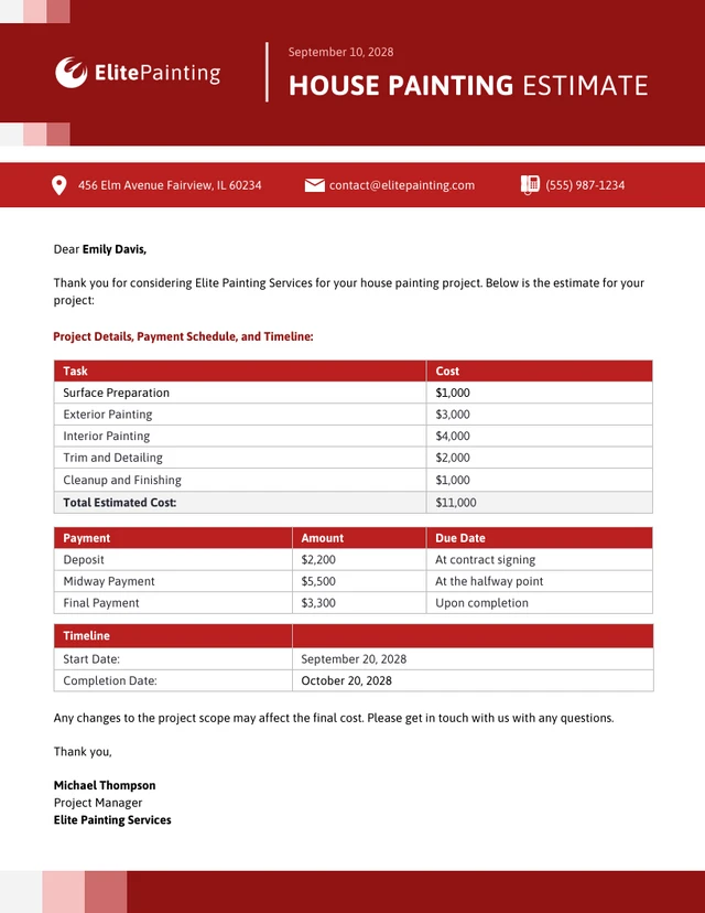 House Painting Estimate Template