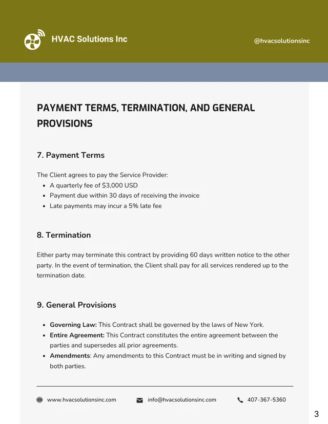 Commercial HVAC Maintenance Contract Template - Page 3