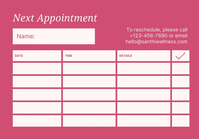 Pink And Light Pink Minimalist Appointment Card - Page 2