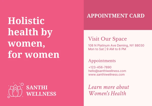 Pink And Light Pink Minimalist Appointment Card - Seite 1