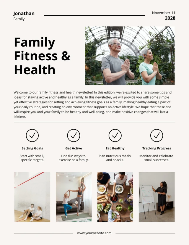 Family Fitness And Health Newsletter Simple Minimalist