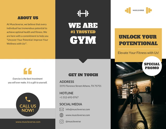 Black And Yellow Modern Fitness Brochure - page 1