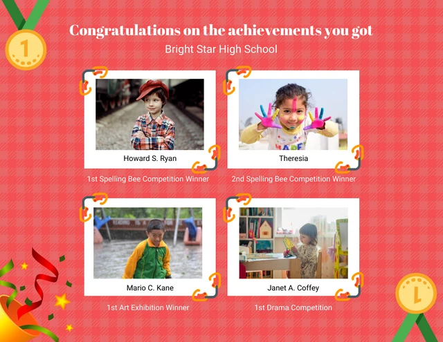pink simple congratulations school collage Template