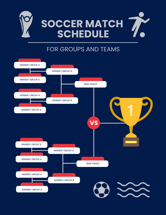 Navy Minimalist Soccer Match Schedule Template