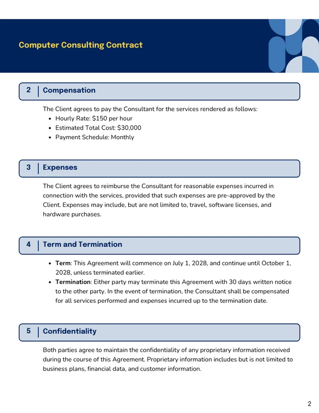 Computer Consulting Contract Template - Seite 2