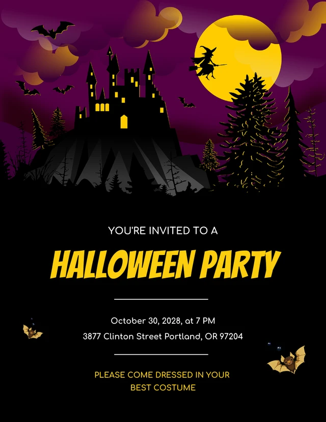 Colorful Modern Hallowen Party Invitation Template