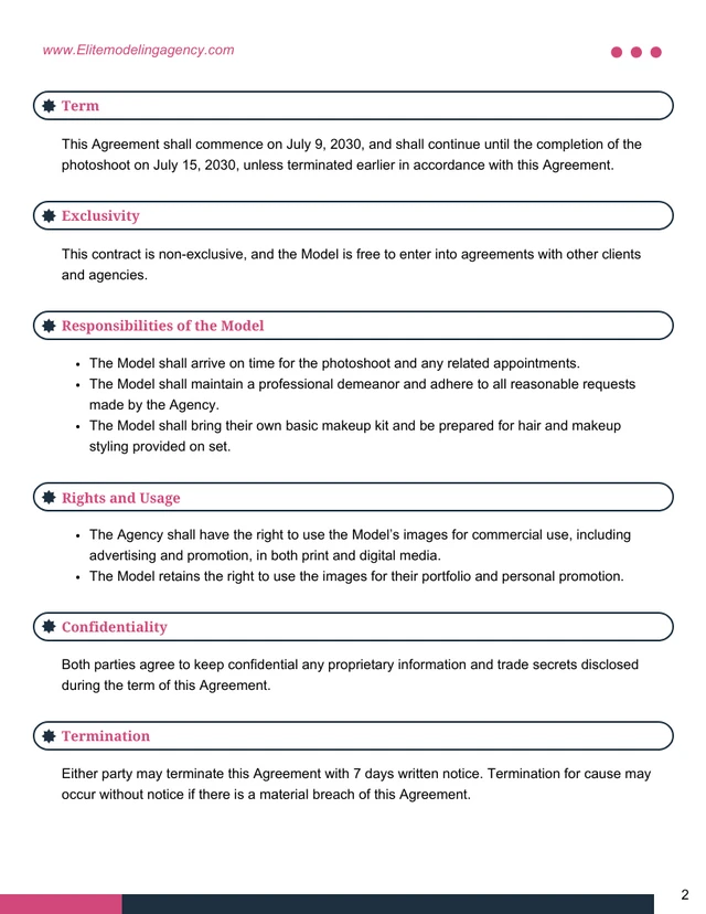 Modeling Contract Template - Page 2