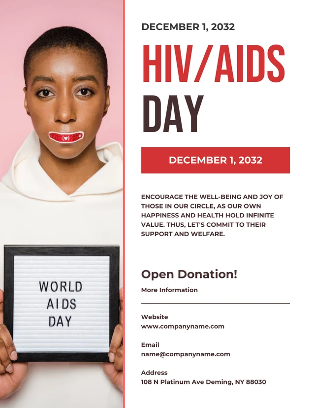 White Simple Photo HIV/AIDS Day Poster Template