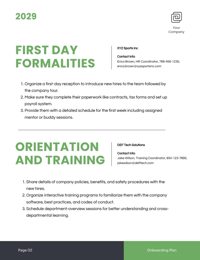 Simple White And Green Onboarding Plan - Page 3
