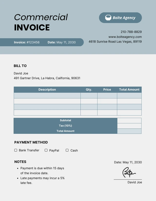 Simple Green Commercial Invoice Template
