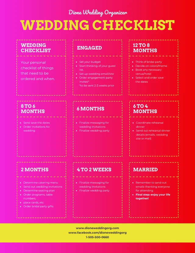 Vibrant Gradient Wedding Checklist