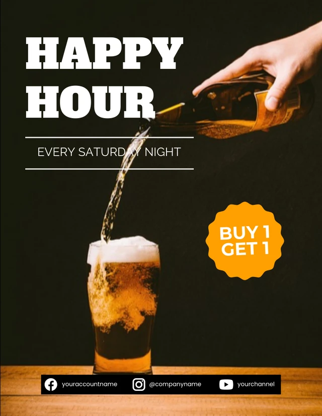 Plantilla de cartel promocional de Happy Hour Drinks