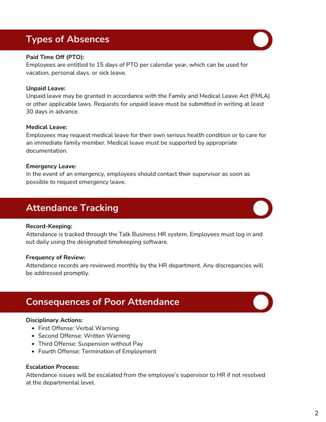 Attendance Policy Template - Seite 2