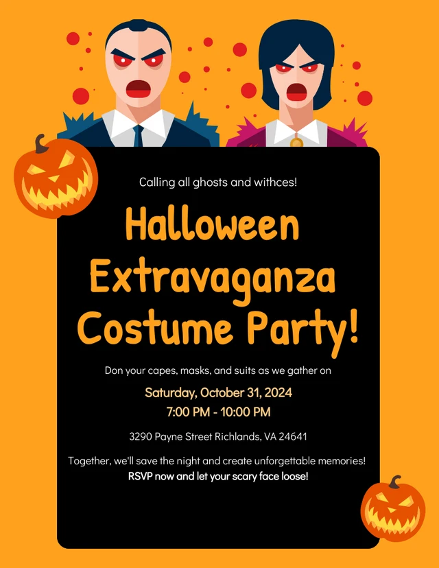 Colorful Minimalist Halloween Costume Party Invitation Template