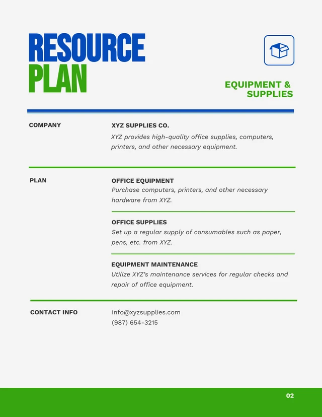 Simple Green And Blue Resource Plan - Page 2
