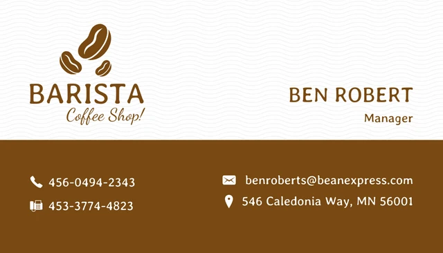 Simple Coffee Shop Business Card - Page 1