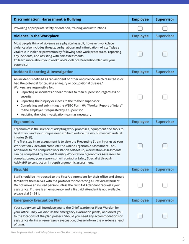 New Employees and Supervisors Orientation Checklist - Venngage