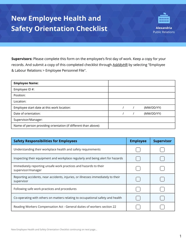 New Employees and Supervisors Orientation Checklist - Venngage