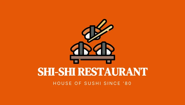 Dark Orange Modern Sushi Restaurant Business Card - Seite 1