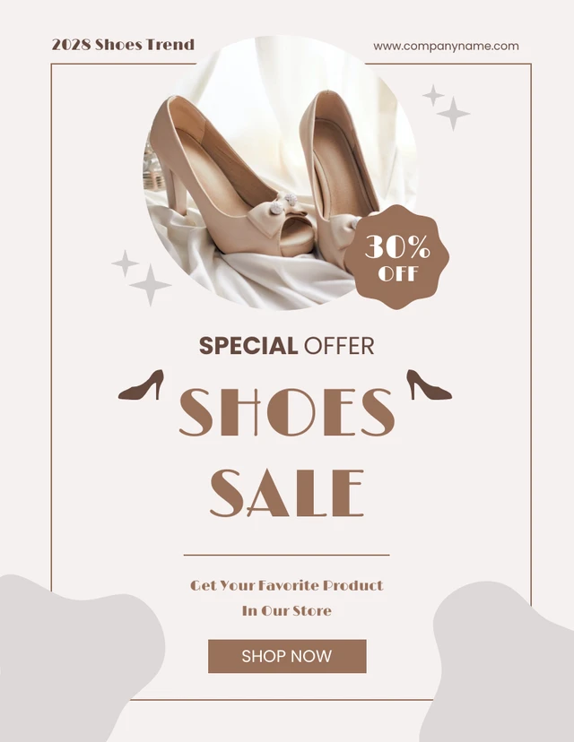 Brown and Beige Minimalist Shoes Sale Poster Template