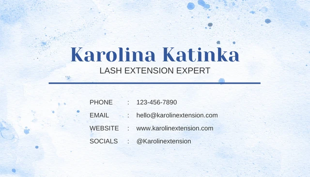 Light Blue Watercolor Modern Lash Business Card - Page 2