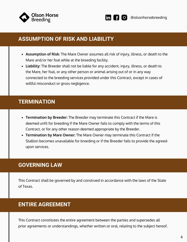 Horse Breeding Contract Template - Pagina 4