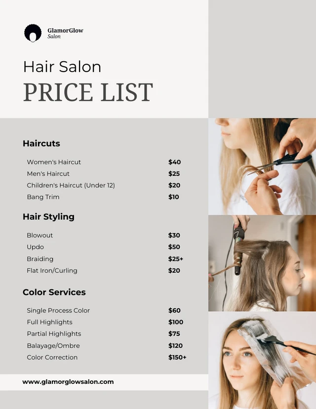 Hair Salon Price List Template