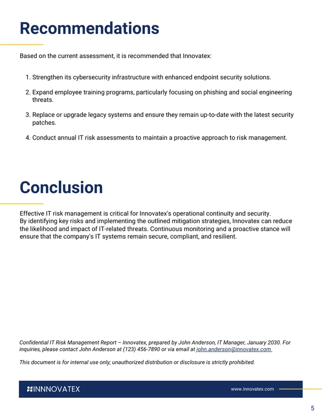 IT Risk Management Report - Page 5