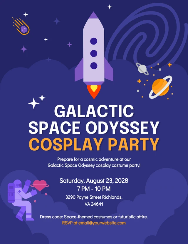 Dark Purple Space Costume Party Invitation Template